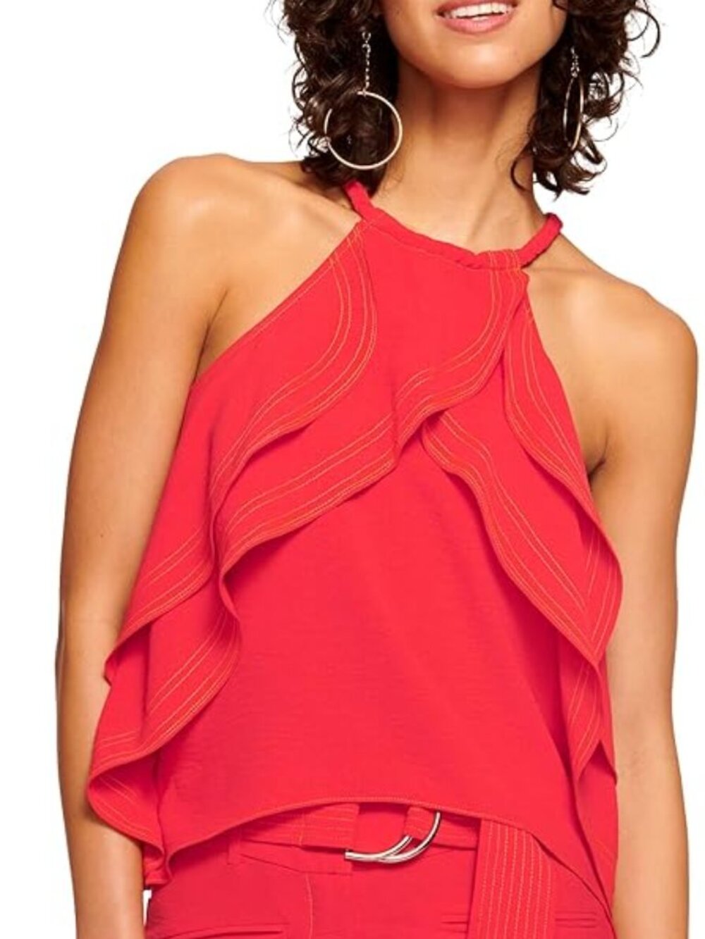 Ramy Brook Ola High Neck Tank Top - Flame